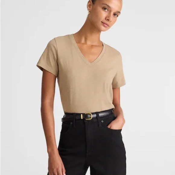 NWT Madewell White The Easy Crop V-Neck Tee in Soft Slub Small - Picture 2 of 7